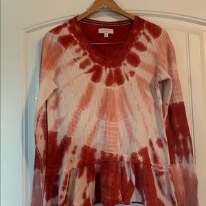 New Directions Tie Dye thermal knit Pullover Top M